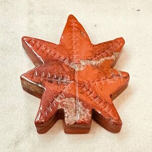 Brecciated Jasper Carved Leaf, Stone, Red